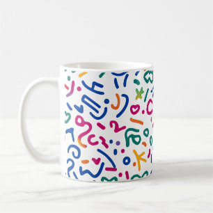 Taza De Café Divertido doodle de formas vibratorias coloridas