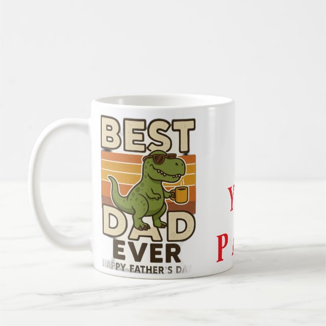 Taza De Café Divertido Dragón papá. - Mejor Papá. Papá (Izquierda)