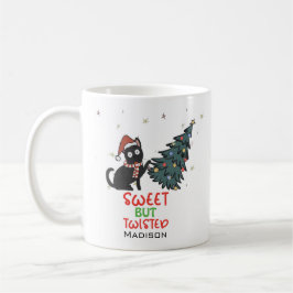 Taza De Café Divertido dulce pero torcido gato Navidades café M