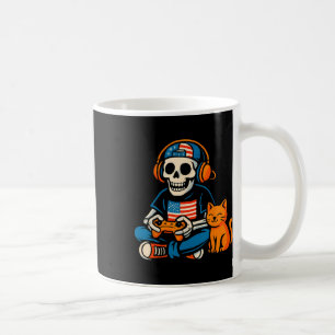Taza De Café Divertido esqueleto patriótico de dibujos animados