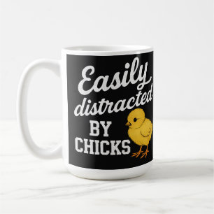 Taza De Café Divertido "Fácilmente Distraído Por Pollitas" Humo