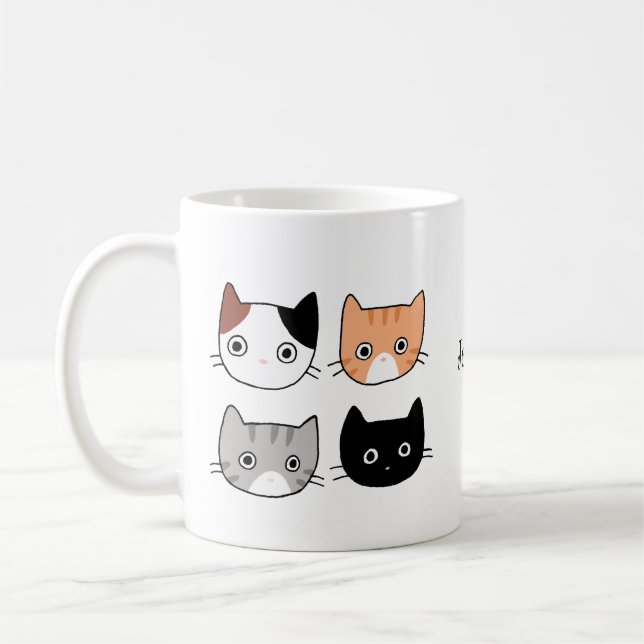 Taza De Café Divertido felinos gatitos Nombre personalizado per (Izquierda)