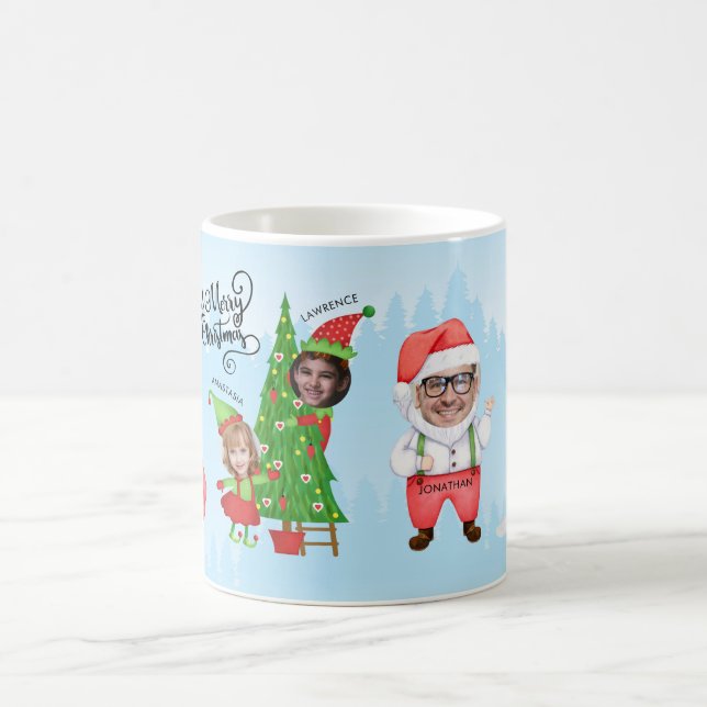 Taza De Café Divertido Feliz Navidad 4 Foto de Santa Familia (Centro)
