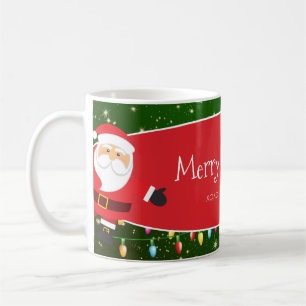 Taza De Café Divertido Feliz Navidad Santa Apellidos Rojo y Ver