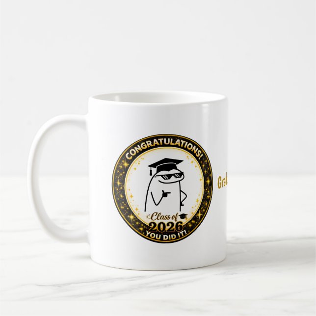 Taza De Café Divertido Flork Clase de 2026 Nombre Personalizado (Izquierda)