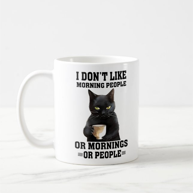 Taza De Café Divertido gato matutino (Izquierda)