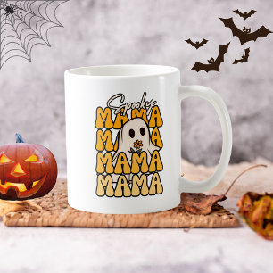 Taza De Café Divertido Groovy Halloween Mama Fantasma Flor Hall
