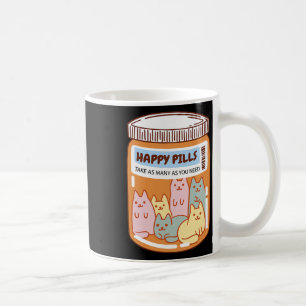 Taza De Café Divertido Happy Pills Cat Cute Salud Mental Lover