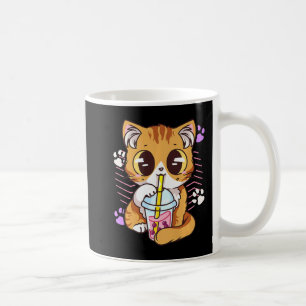 Taza De Café Divertido Kawaii Cute Cat Boba Burbuja Leche Té An