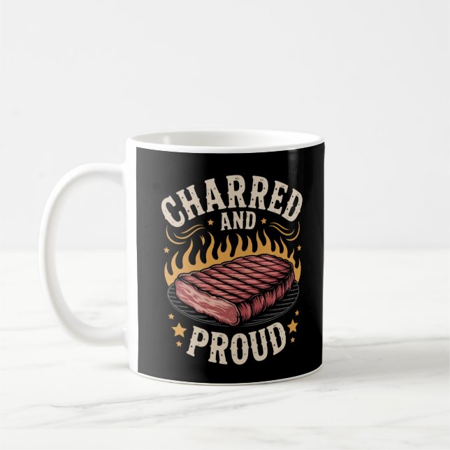Taza De Café Divertido Maestro de la Parrilla BBQ Carbonizado O (Izquierda)