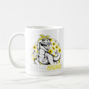 Taza De Café Divertido Mama Saurus Sunflower , Dinosaur Mom T R