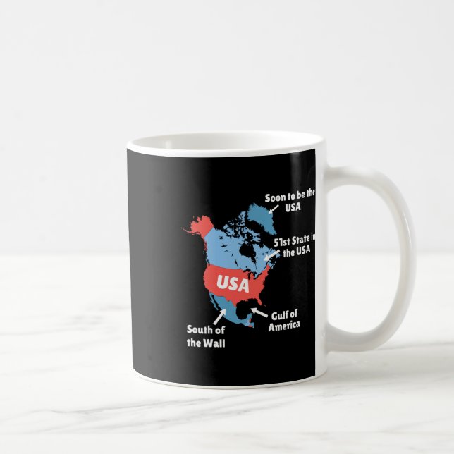 Taza De Café Divertido Mapa De Trump En Ee. Uu. - Canadá (Derecha)