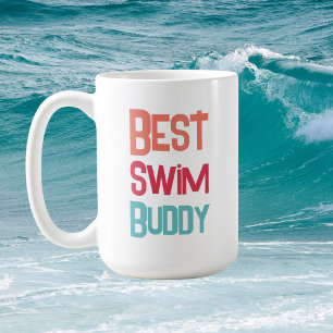 Taza De Café Divertido Mejor Baño Buda Nadando Typografía Moder
