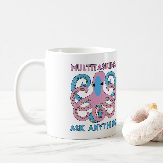 Taza De Café Divertido multitarea preguntar cualquier cosa Octo (Con donut)