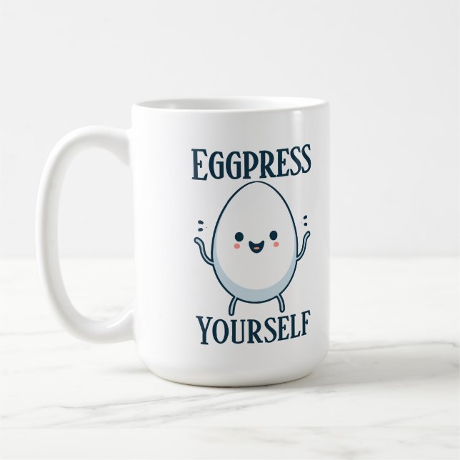 Taza De Café Divertido nombre personalizado "Eggpress Yourself" (Izquierda)