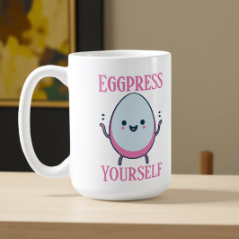 Taza De Café Divertido nombre personalizado "Eggpress Yourself"