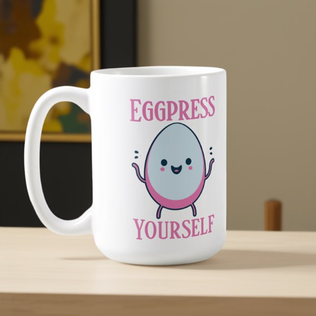 Taza De Café Divertido nombre personalizado "Eggpress Yourself" (Subido por el creador)