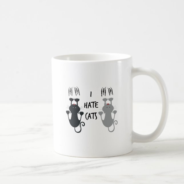 Taza De Café Divertido "Odio a los gatos" (Derecha)