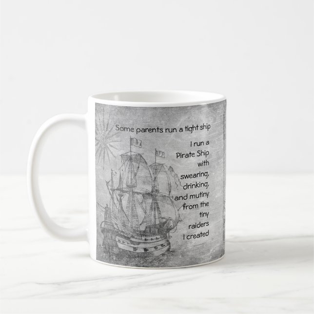 Taza De Café Divertido Padres Cita Pirata Barco Pirata (Izquierda)