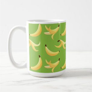 Taza De Café Divertido patrón de plátano amarillo retro editabl