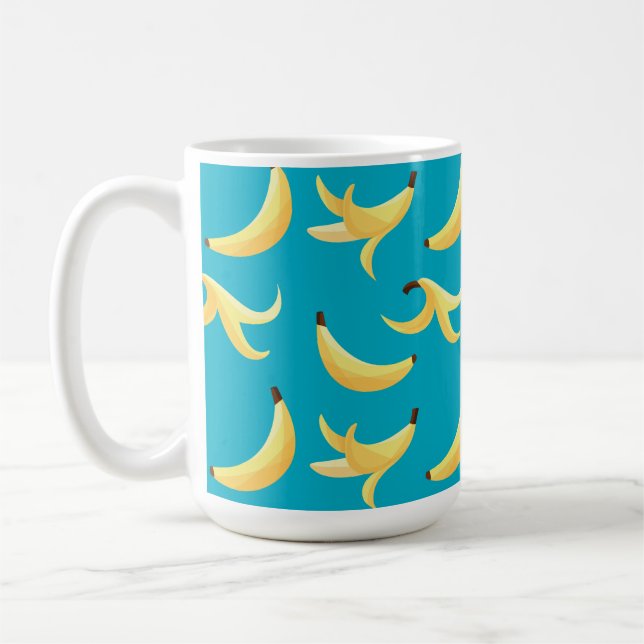 Taza De Café Divertido patrón de plátano amarillo retro editabl (Izquierda)