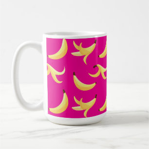 Taza De Café Divertido patrón de plátano amarillo retro editabl