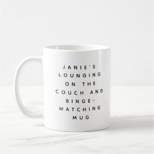Taza De Café Divertido perezoso viendo la televisión personaliz