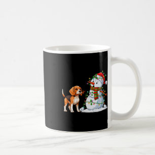 Taza De Café Divertido Perro Beagle Snowman Árbol de Navidad en
