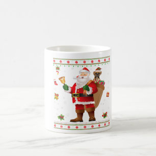 Taza De Café Divertido perro de Santa Boxer presenta Feliz Navi