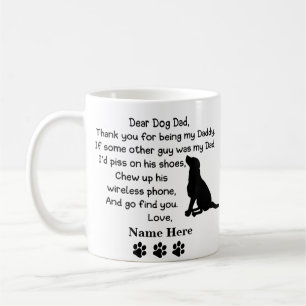 Taza De Café Divertido perro padre con nombre e imagen personal
