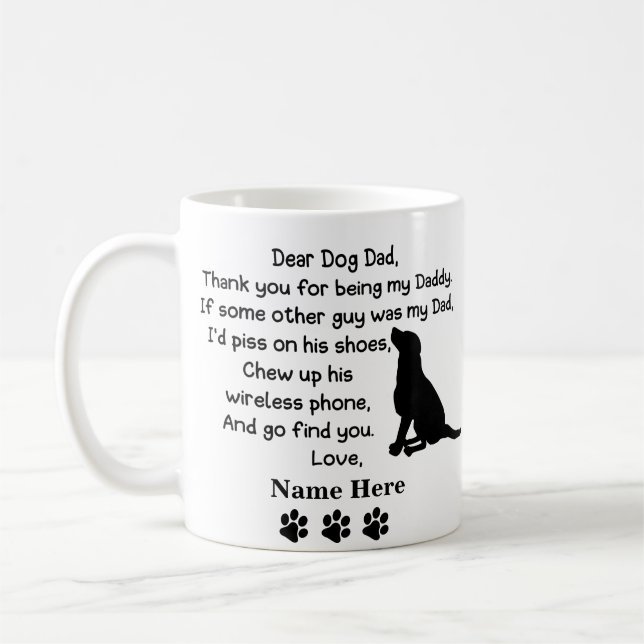 Taza De Café Divertido Perro querido con nombre personalizado (Izquierda)
