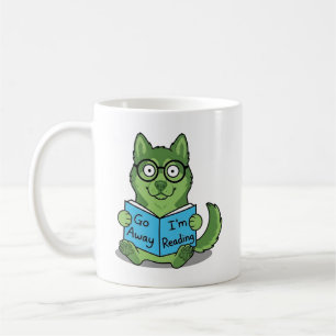 Taza De Café Divertido perro verde lindo Vete Estoy Leyendo