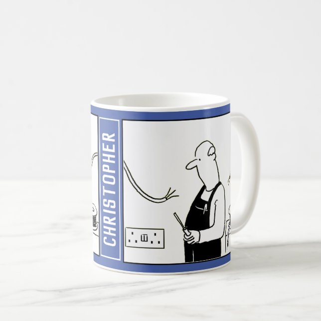 Taza De Café Divertido Personalizado de Electricidad con Elecci (Anverso derecho)