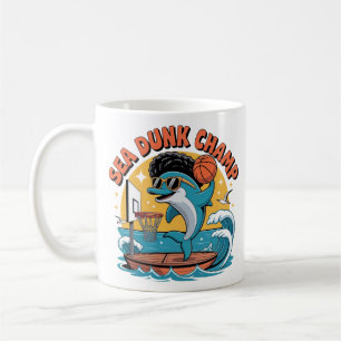 Taza De Café Divertido Personalizado Dolphin Dunking Basketball