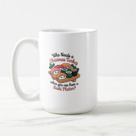 Taza De Café Divertido Plato de Sushi de Navidad Kawaii
