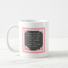 Taza De Café Divertido poema floral, rosas rojos, azul violeta