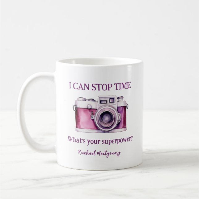 Taza De Café Divertido, puedo detener a un fotógrafo rosa del t (Izquierda)