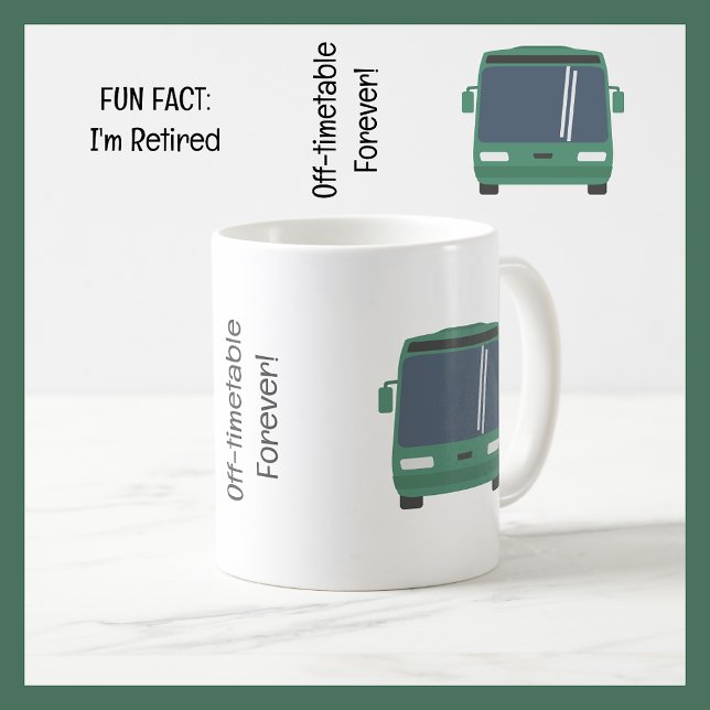 Taza De Café Divertido Retirado de Conductor de Autobús Gracios (Fun Fact: I'm Retired | Funny Retirement Mug for a Bus Driver | Cute, modern, elegant, simple, clean)