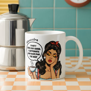 Taza De Café Divertido retro no me levanto y brillar nombre per