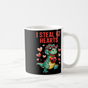 Taza De Café Divertido robo 67 corazones T-rex dinosaurio San V