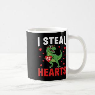 Taza De Café Divertido robo corazones 67 San Valentín Dinosauri