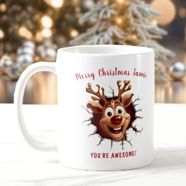 Taza De Café Divertido Rudolph irrumpiendo en Navidades de nomb