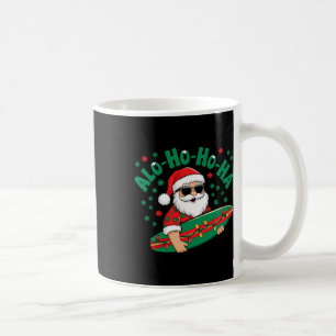 Taza De Café Divertido Santa hawaiano Alo-ho-ho-ha surfeando Na