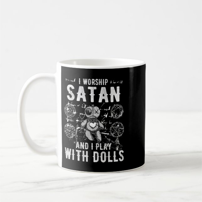 Taza De Café Divertido Satanic Que Adoro A Satan Y Juego Con Mu (Izquierda)