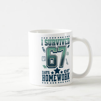 Taza De Café Divertido Sobreviví 67 Días Escuela Dura Tarea Mem
