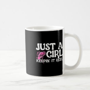 Taza De Café Divertido Solo Una Chica Manteniéndolo Reel Pesca 