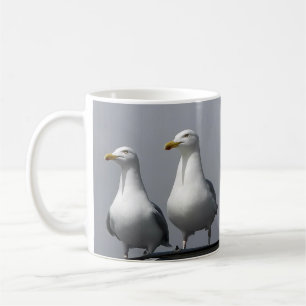 Taza De Café Divertido Sr y Sra Gully Gaviota Romántica Costera