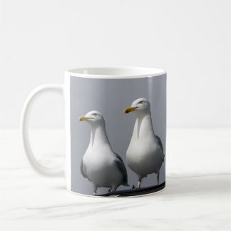 Taza De Café Divertido Sr y Sra Gully Gaviota Romántica Costera