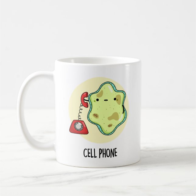 Taza De Café Divertido tema de ciencia de la biología del teléf (Izquierda)