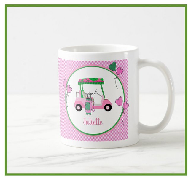 Taza De Café Divertido Tema del golf rosa y verde personalizado (Subido por el creador)